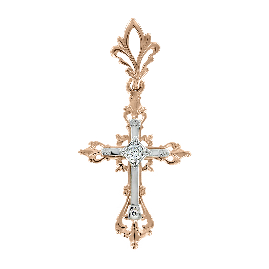 Anhänger–Kreuz mit Zirkonia und Gravur Bild 1