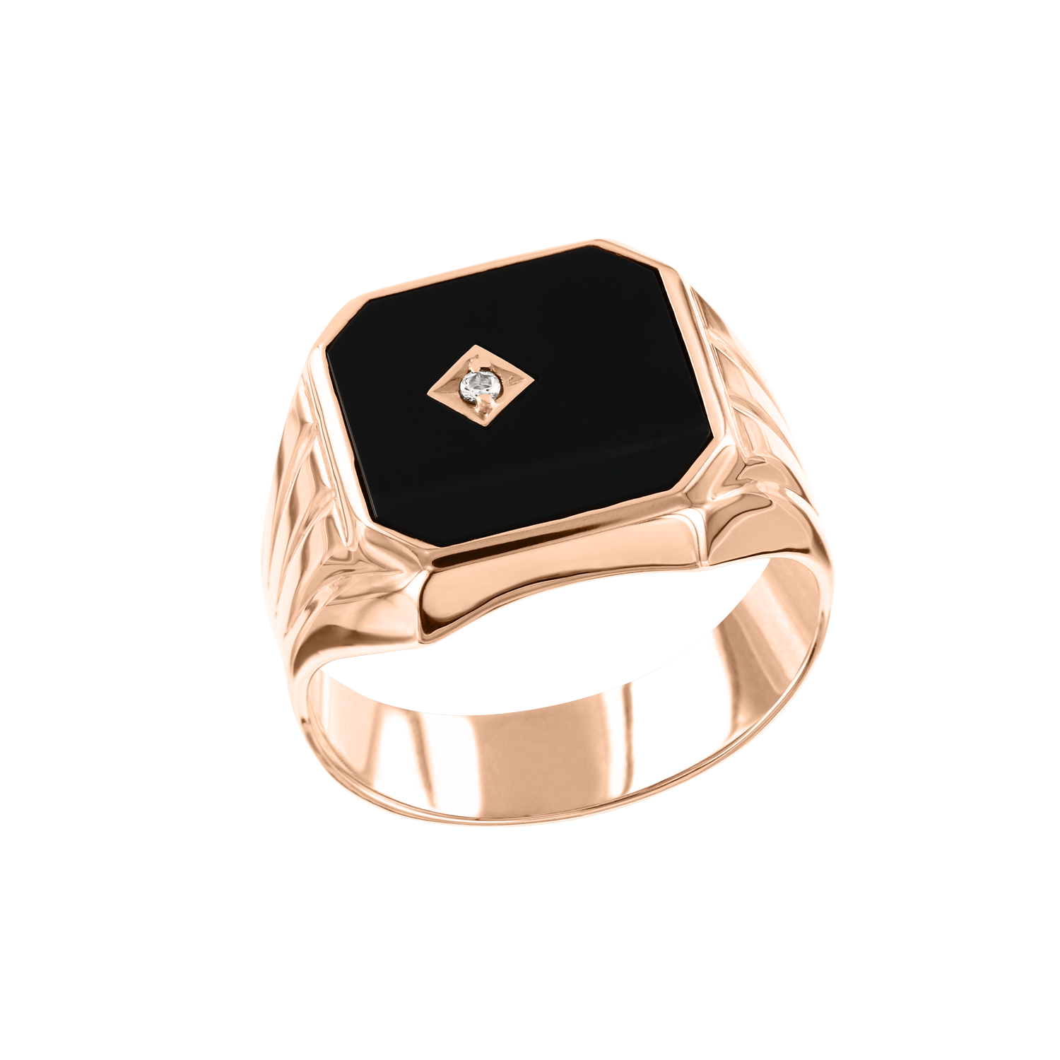 Herrenring mit Onyx, Zirkonia, Brillant Bild 1