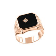 Herrenring mit Onyx, Zirkonia, Brillant Bild 1