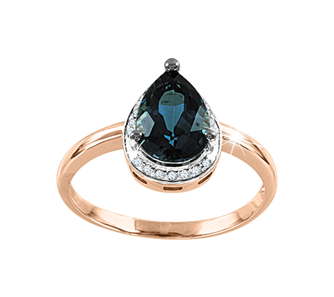 Damenring mit Brillanten und  London Blue Topas Bild 1