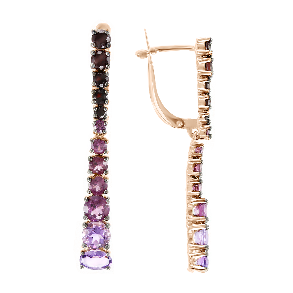 Ohrhänger mit Granat, Rhodolith und Amethyst Bild 1