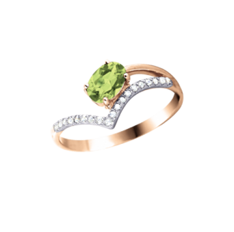 Damenring mit Chrysolith und Zirkonia Bild 1