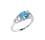 Damenring mit Brillanten und London Blue Topas Bild 1