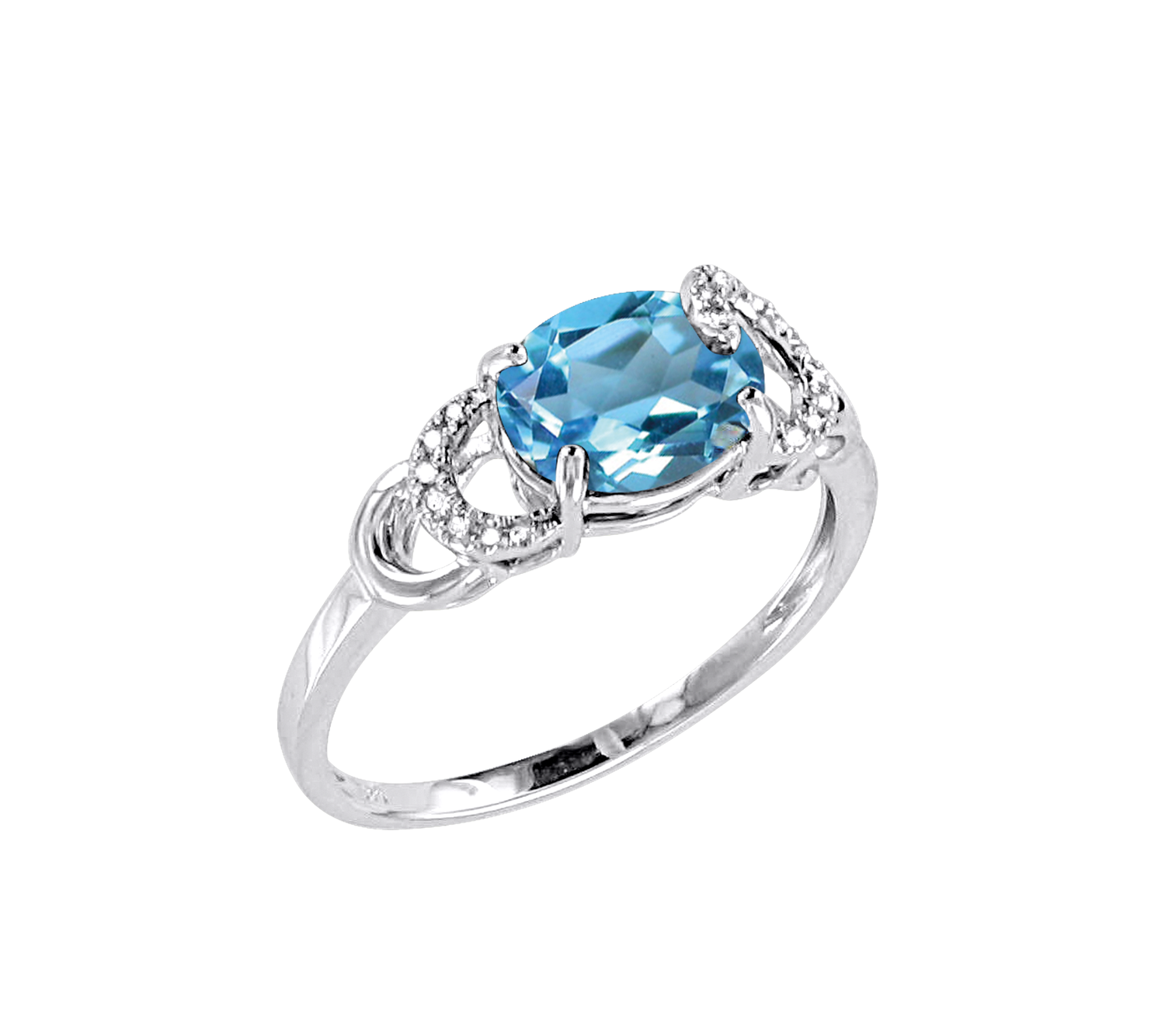 Damenring mit Brillanten und London Blue Topas Bild 1