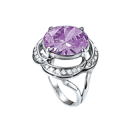 Damenring mit Amethyst und Zirkonia Bild 1