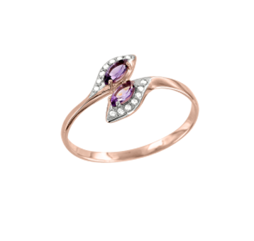 Damenring mit Amethyst und Zirkonia Bild 1