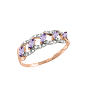 Damenring mit Amethyst und Zirkonia Bild 1