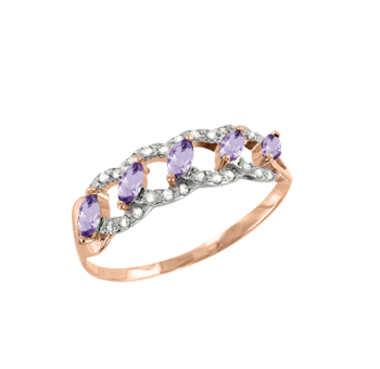 Damenring mit Amethyst und Zirkonia Bild 1