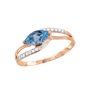 Damenring mit blauem Topas und Brillant Bild 1