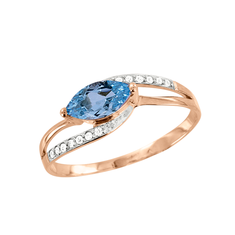 Damenring mit blauem Topas und Brillant Bild 1
