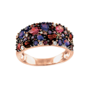 Damenring mit Amethyst, Granat, Turmalin und Brillant Bild 1
