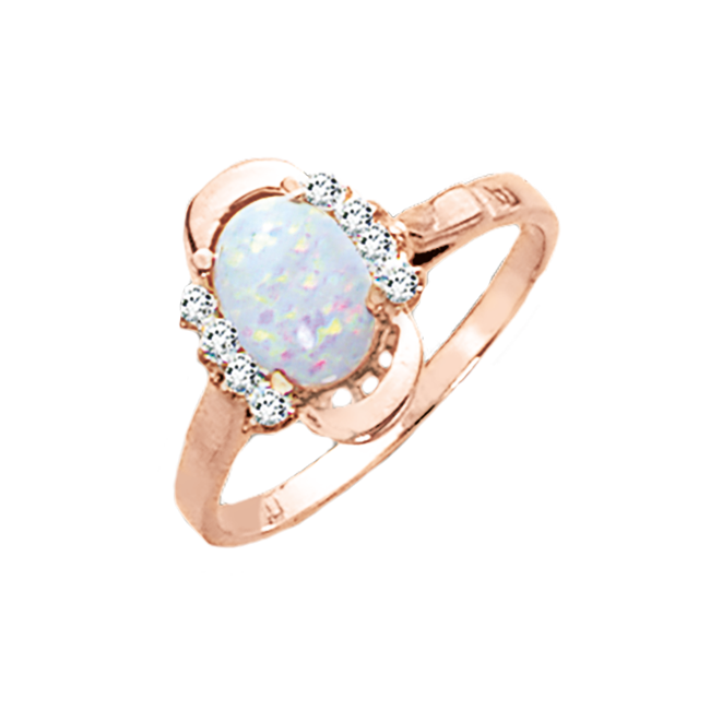 Damenring mit Opal und Zirkonia Bild 1