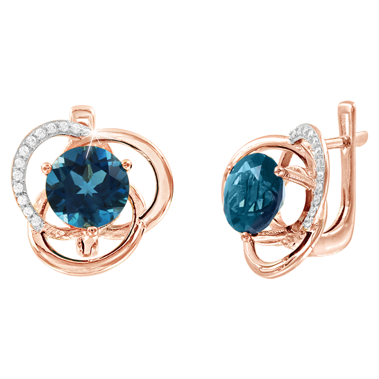 Ohrhänger mit London Blue Topas und Zirkonia Bild 1