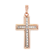Vergoldeter Anhänger Kreuz mit Zirkonia Bild 1