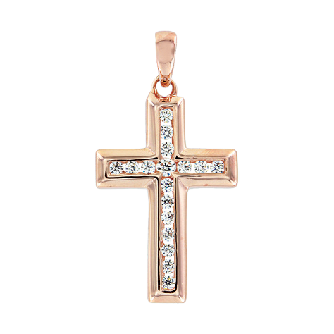 Vergoldeter Anhänger Kreuz mit Zirkonia Bild 1