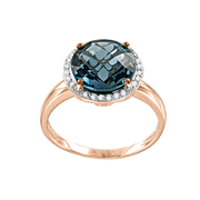 Damenring mit Brillanten und London Blue Topas Bild 1
