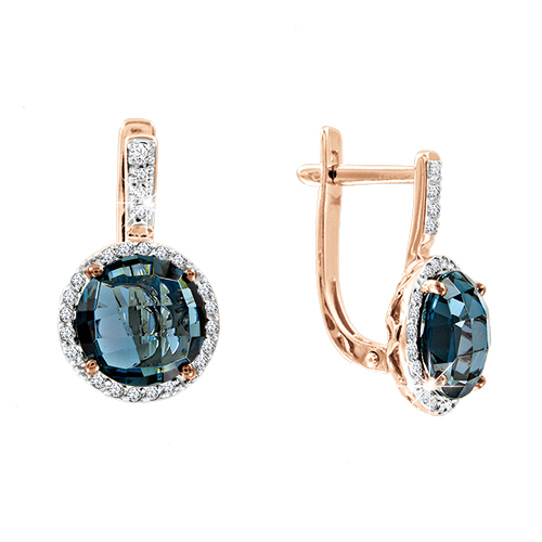 Ohrhänger mit Brillanten und London Blue Topas Bild 1