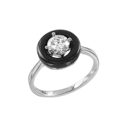 Damenring mit Zirkonia und Keramik Bild 1