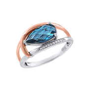 Damenring mit Brillanten und London Blue Topas Bild 1