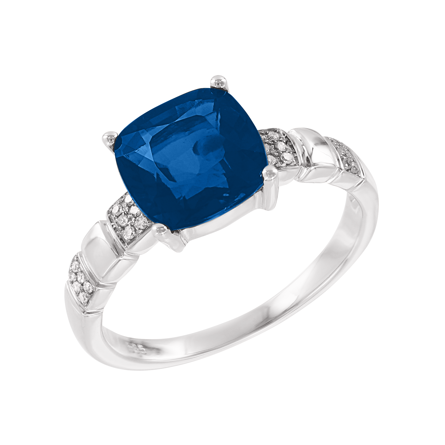 Damenring mit Brillanten und London Blue Topas Bild 1
