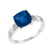 Damenring mit Brillanten und London Blue Topas Bild 1
