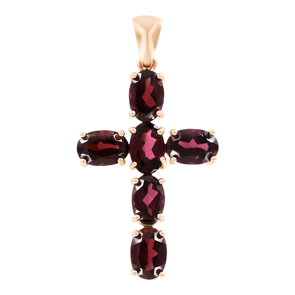 Anhänger-Kreuz mit Rhodolithen Bild 1