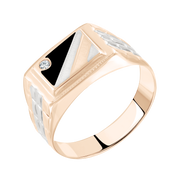 Herrenring mit Emaille und Zirkonia Bild 1