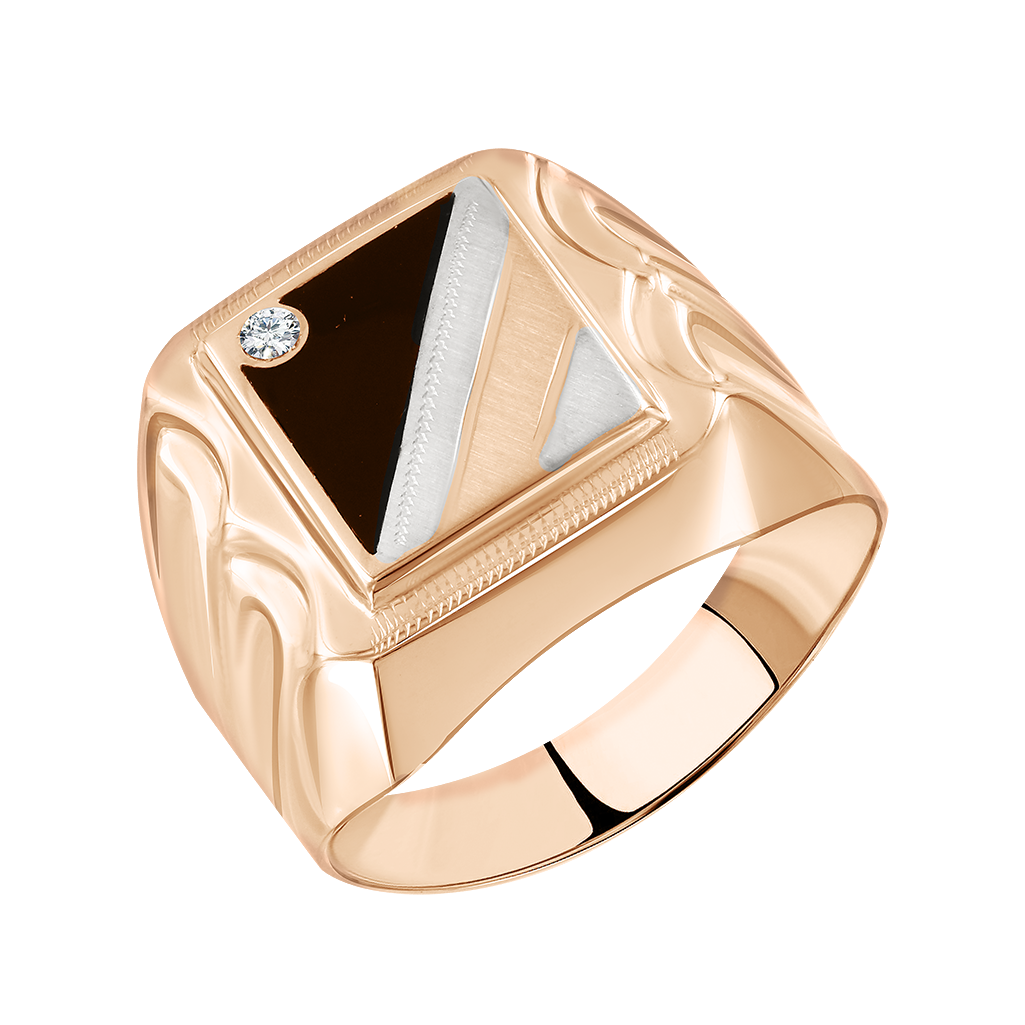 Herrenring mit Emaille und Zirkonia Bild 1