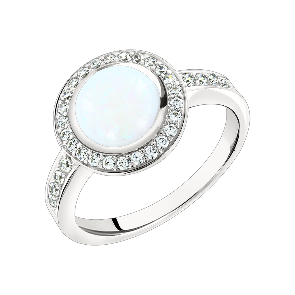 Damenring mit Opal und Zirkonia Bild 1