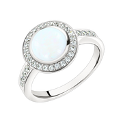 Damenring mit Opal und Zirkonia Bild 1