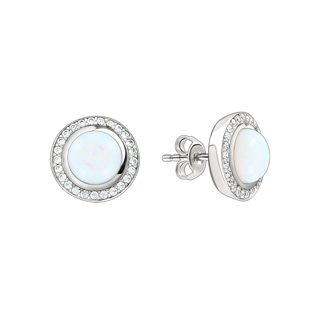 Ohrstecker mit Opal und Zirkonia Bild 1