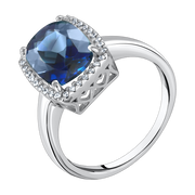 Damenring mit London Blue Topas und Zirkonia Bild 1