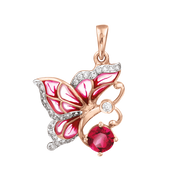 Schmetterling Anhänger mit Rhodolith und Zirkonia, Emaille Bild 1