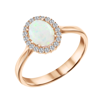 Damenring mit Opal und Zirkonia Bild 1