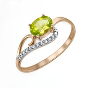 Damenring mit Chrysolith und Zirkonia Bild 1