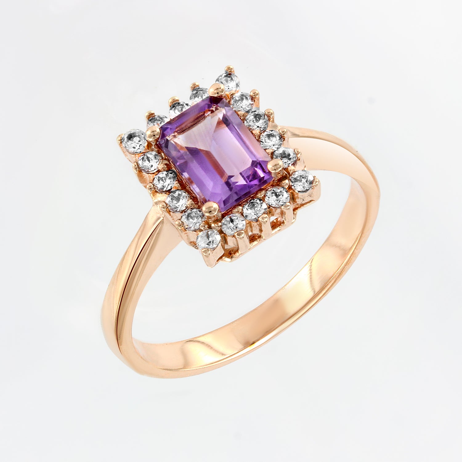 Damenring mit Amethyst und Zirkonia Bild 1