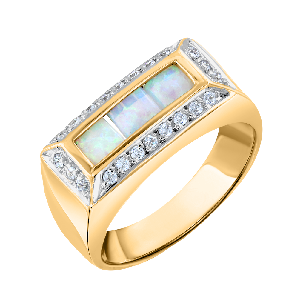 Damenring mit Opal und Zirkonia Bild 1