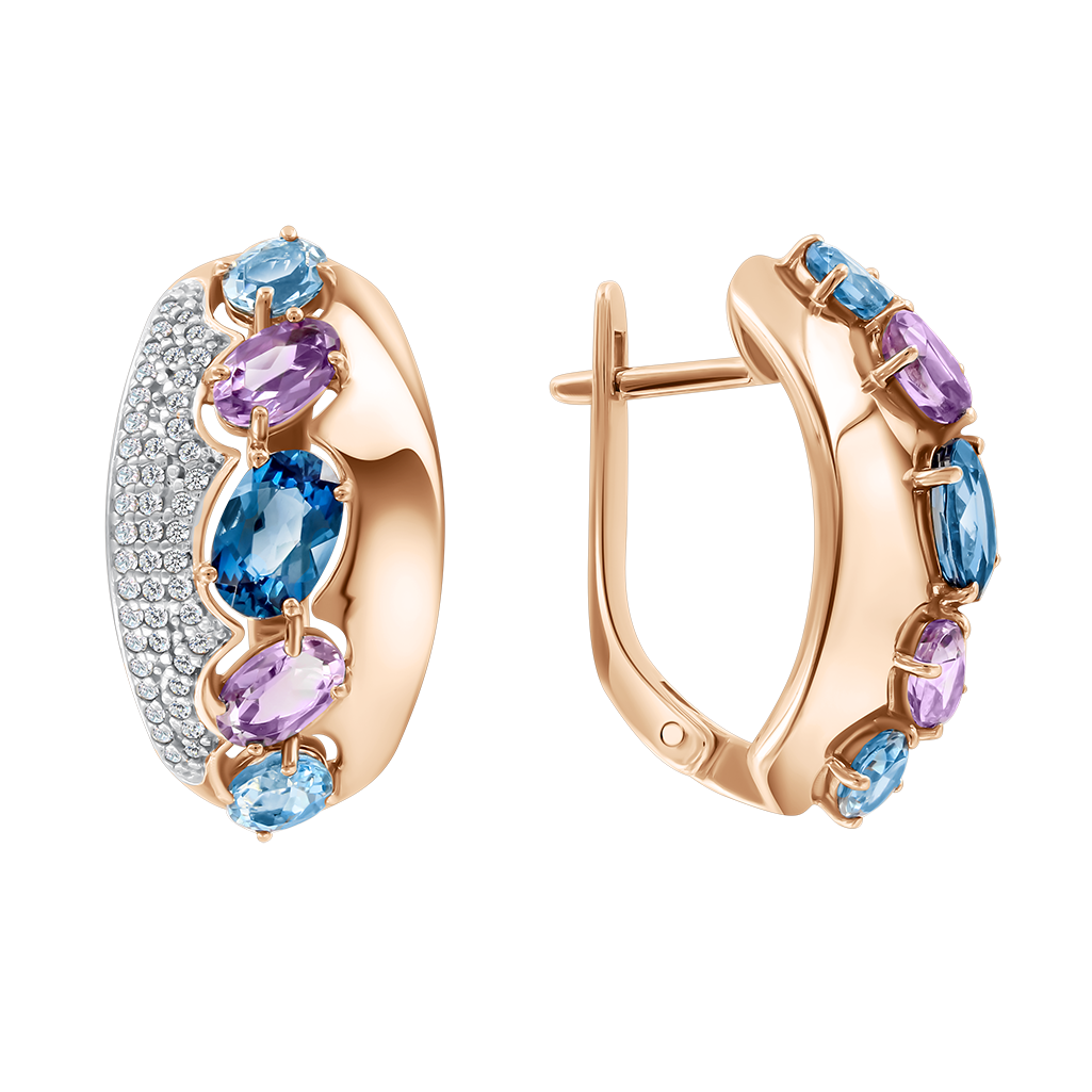 Ohrhänger mit London Blue Topas, Topasen, Amethysten und Zirkonia Bild 1