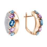 Ohrhänger mit London Blue Topas, Topasen, Amethysten und Zirkonia Bild 1
