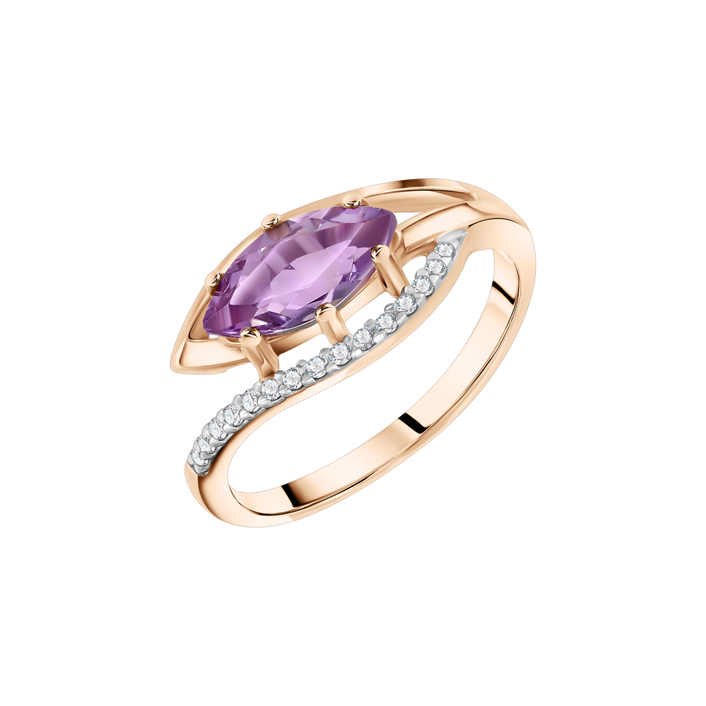 Damenring mit Amethyst und Zirkonia Bild 1