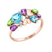 Damenring mit Topas, Chrysolith, Amethyst und Zirkonia Bild 1