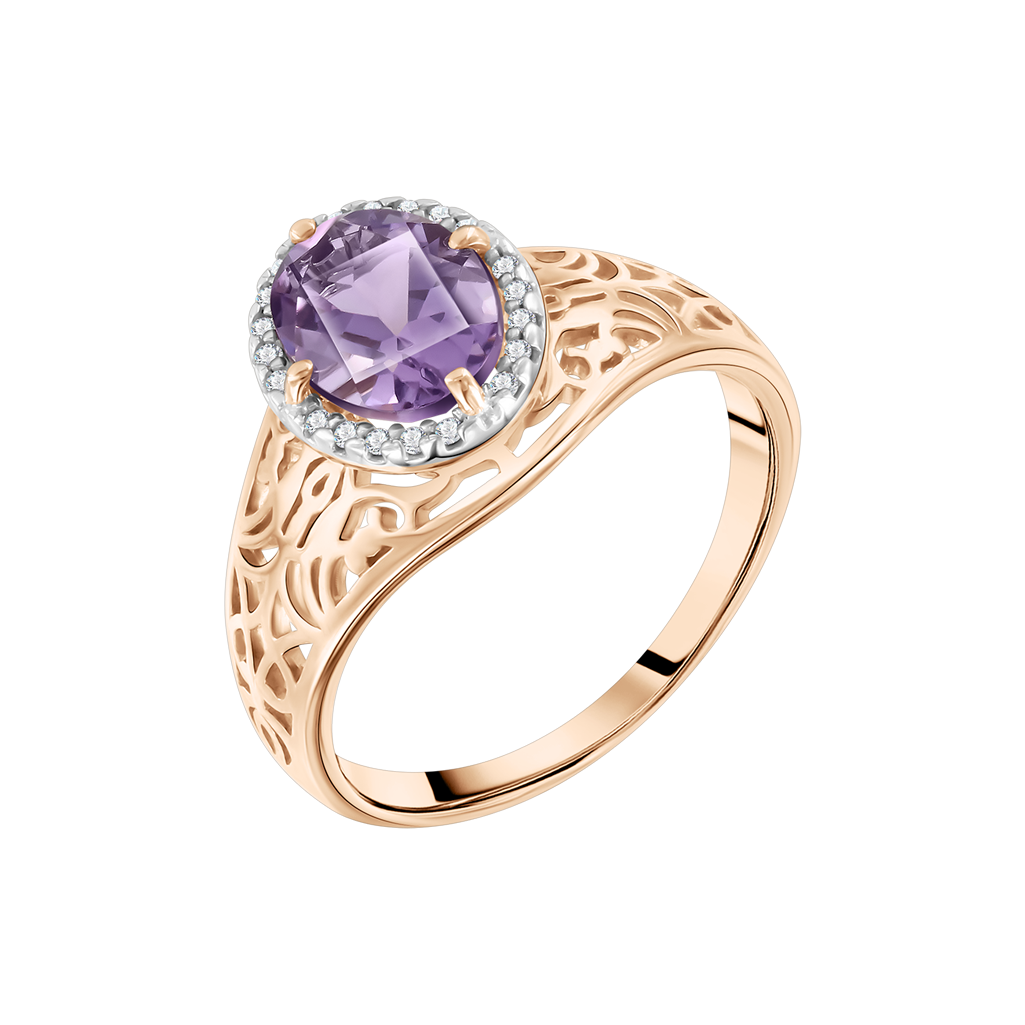 Damenring mit Amethyst und Zirkonia Bild 1
