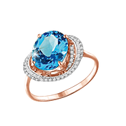 Damenring mit blau Topas und Zirkonia Bild 1