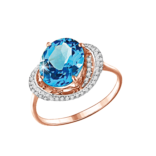 Damenring mit blau Topas und Zirkonia Bild 1