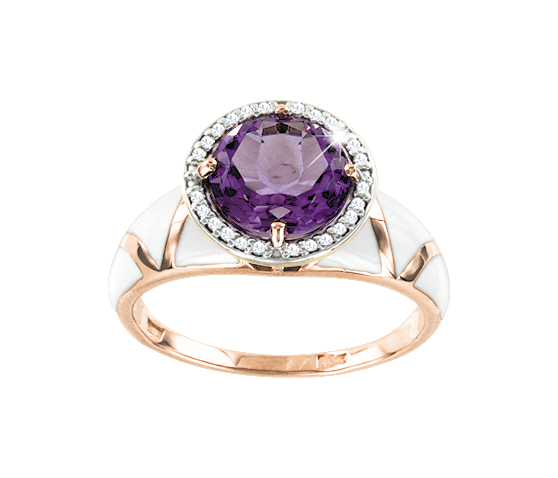 Damenring mit Amethyst und Zirkonia Bild 1