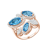 Damenring mit blau Topas und Zirkonia Bild 1