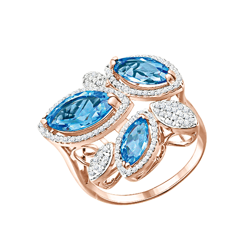 Damenring mit blau Topas und Zirkonia Bild 1