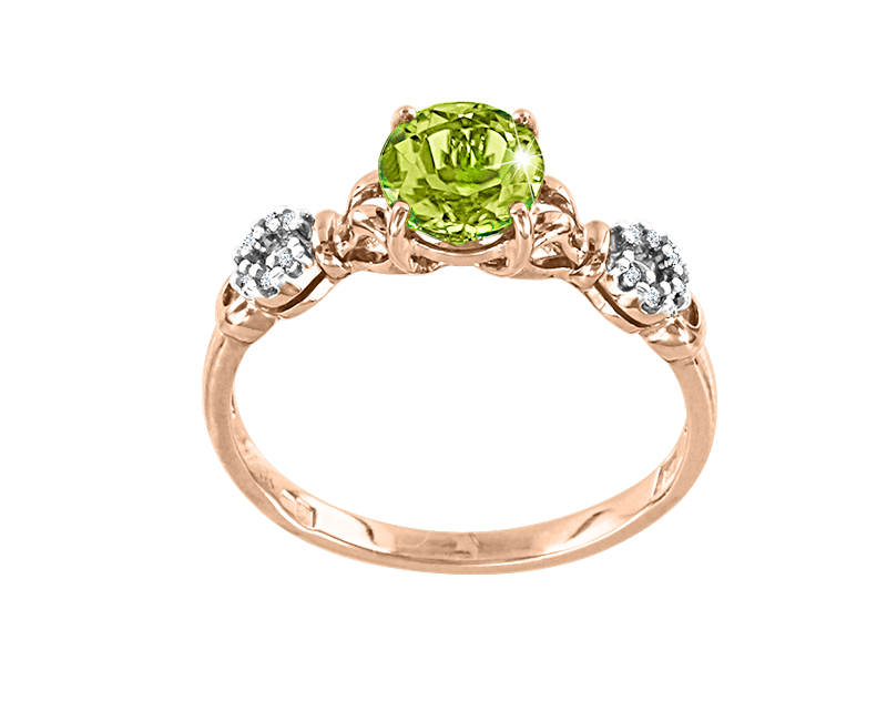 Damenring mit Chrysolith und Zirkonia Bild 1