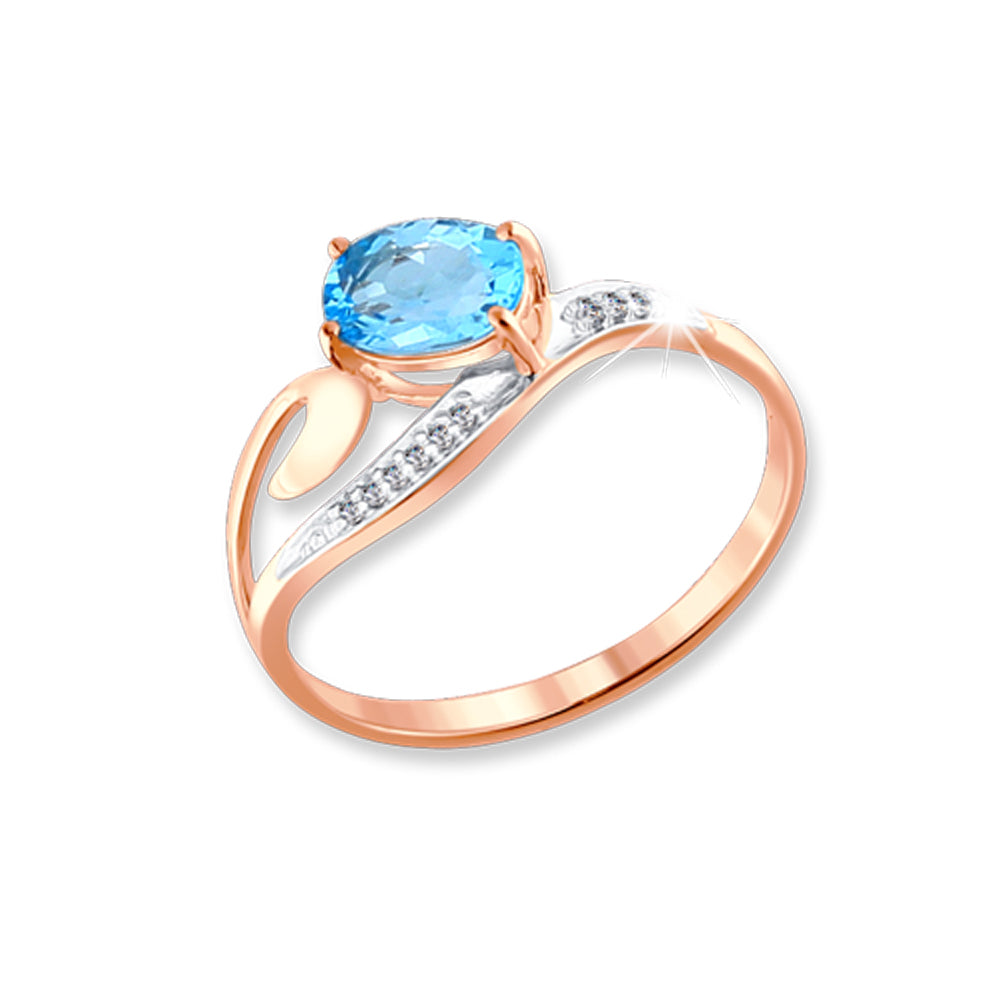 Damenring mit blau Topas und Zirkonia Bild 1