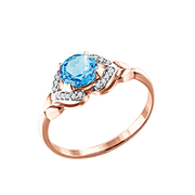 Damenring mit Blau Topas und Zirkonia Bild 1